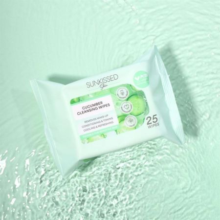 Sunkissed tonizujúce odličovacie obrúsky na make-up, Conditioning & Toning, Cucumber, 25ks