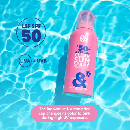 AN&D neviditeľný ochranný sprej SPF50 na pleť a telo, Clear Sun Spray XL, 300ml