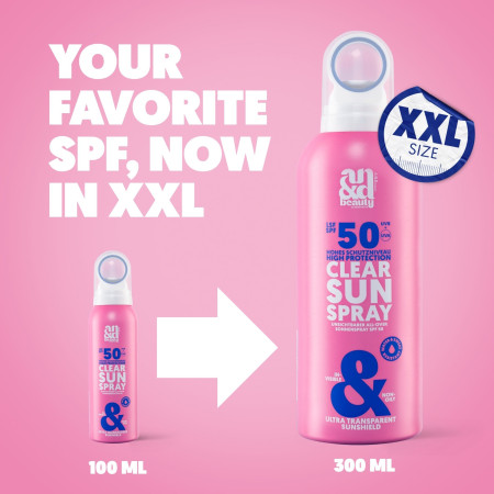 AN&D neviditeľný ochranný sprej SPF50 na pleť a telo, Clear Sun Spray XL, 300ml