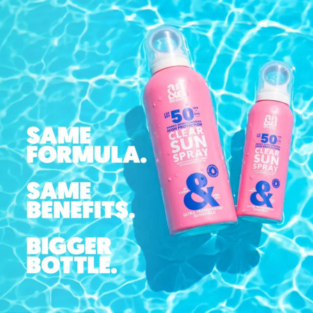 AN&D neviditeľný ochranný sprej SPF50 na pleť a telo, Clear Sun Spray XL, 300ml