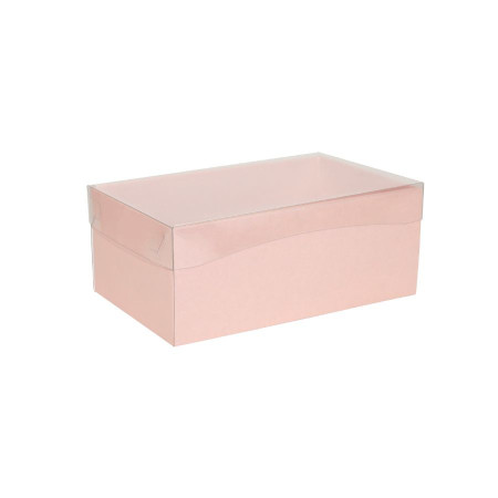 Darčeková krabička ružová s priehľadným vekom - 250x150x100